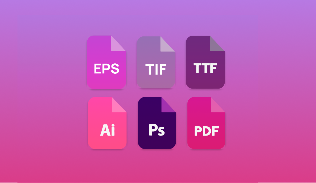 File types such as EPS, TIF, TTF, Ai, PS, and PDF